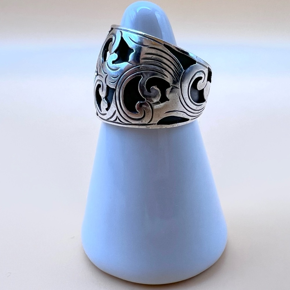 Sterling Silver Scrollwork Design Ring, Size 6.5 - image 2